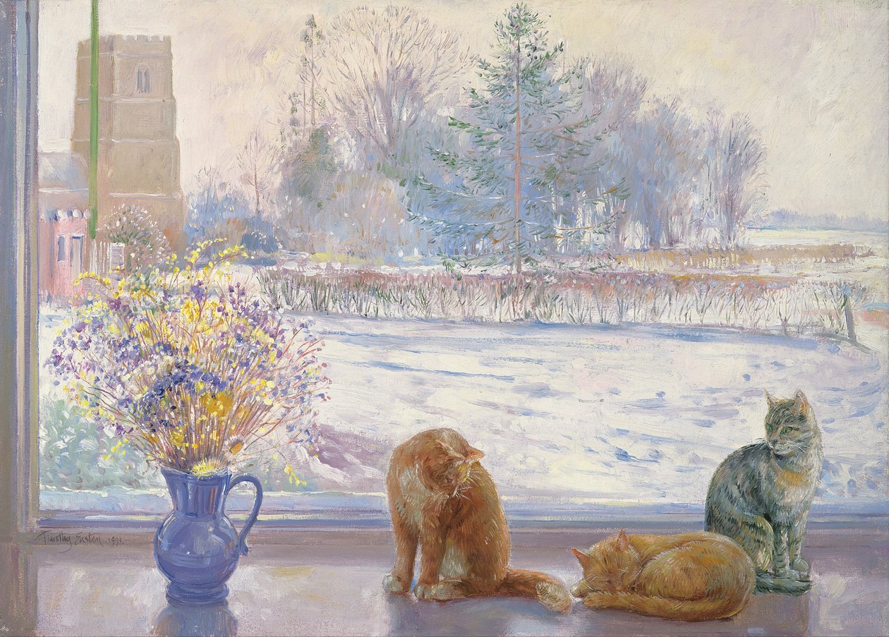 Winterlandschap met Katten door Timothy Easton