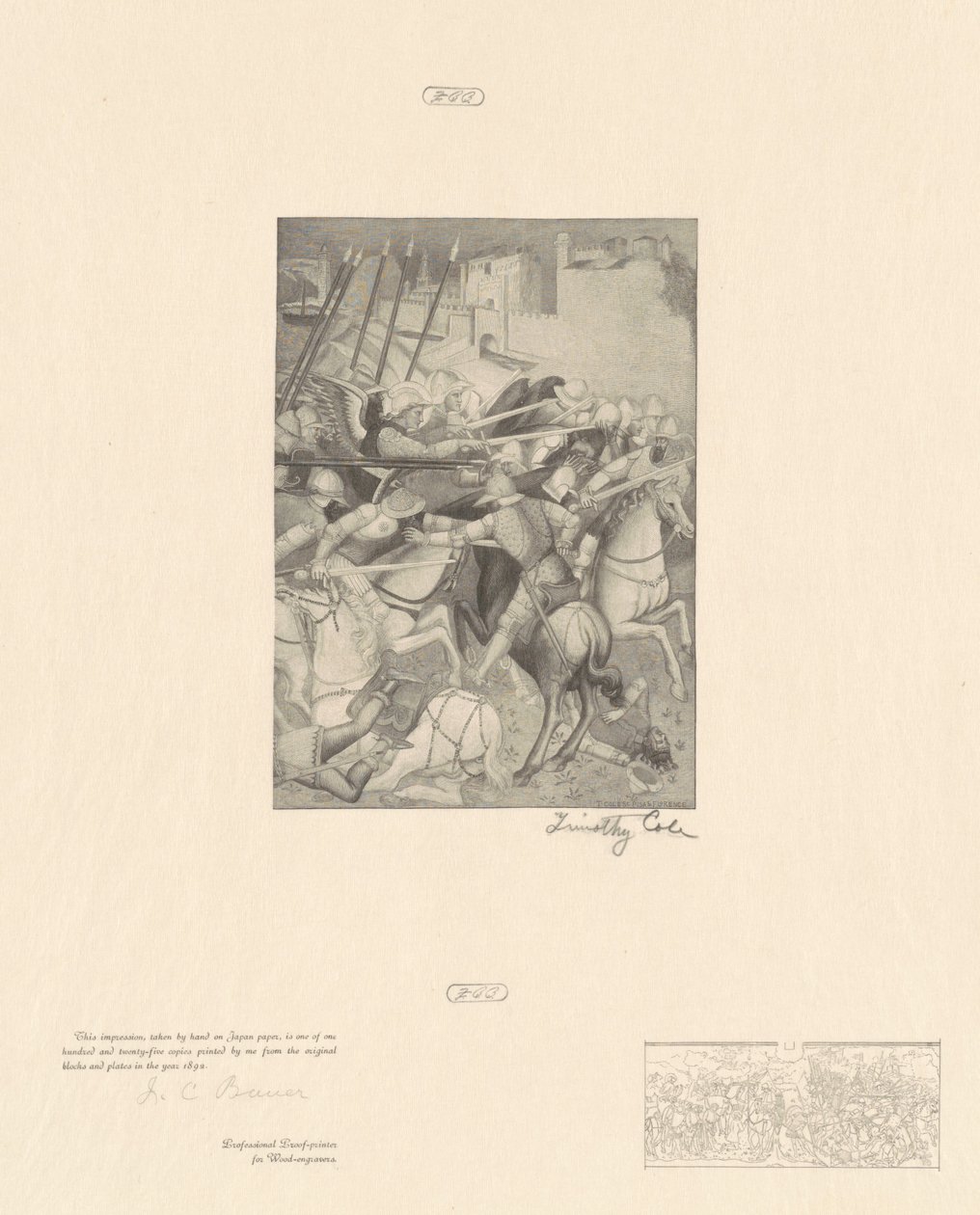 Slag bij Sint-Ephesius door Timothy Cole after Spinello Aretino