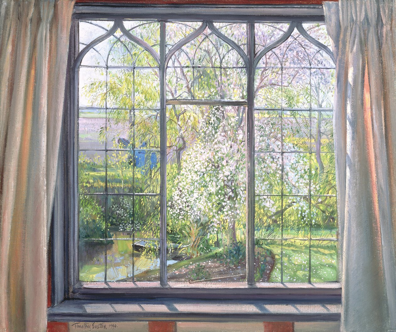 Appelbloesem Tegen Wilg, 1990 door Timothy Easton