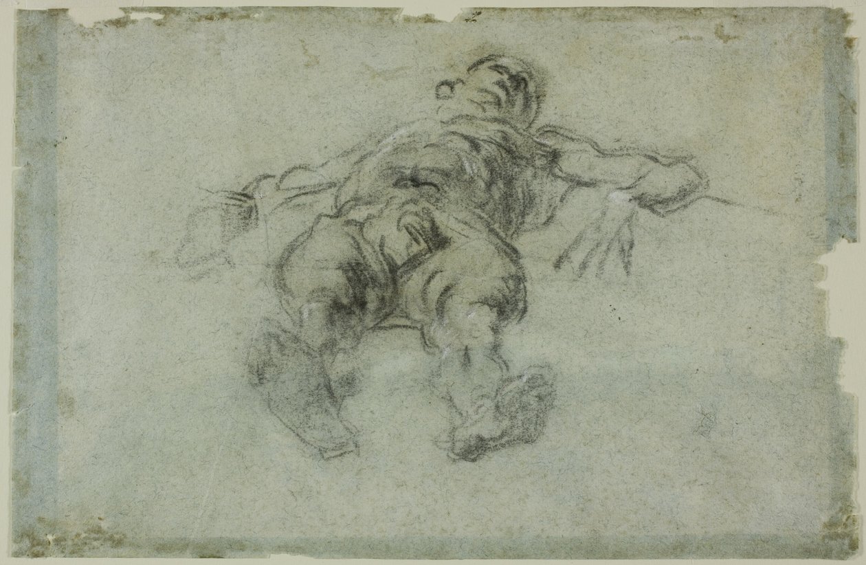 Liggend mannelijk naakt, voorovergebogen door Tintoretto