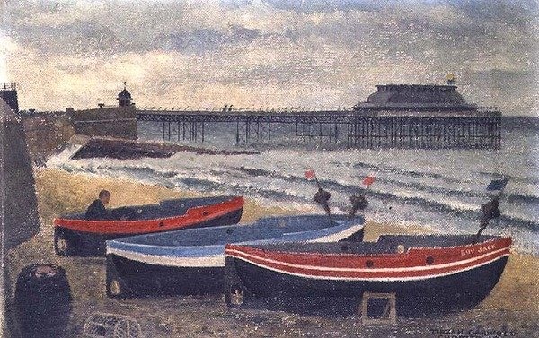 Boten op Cromer Strand door Tirzah Ravilious