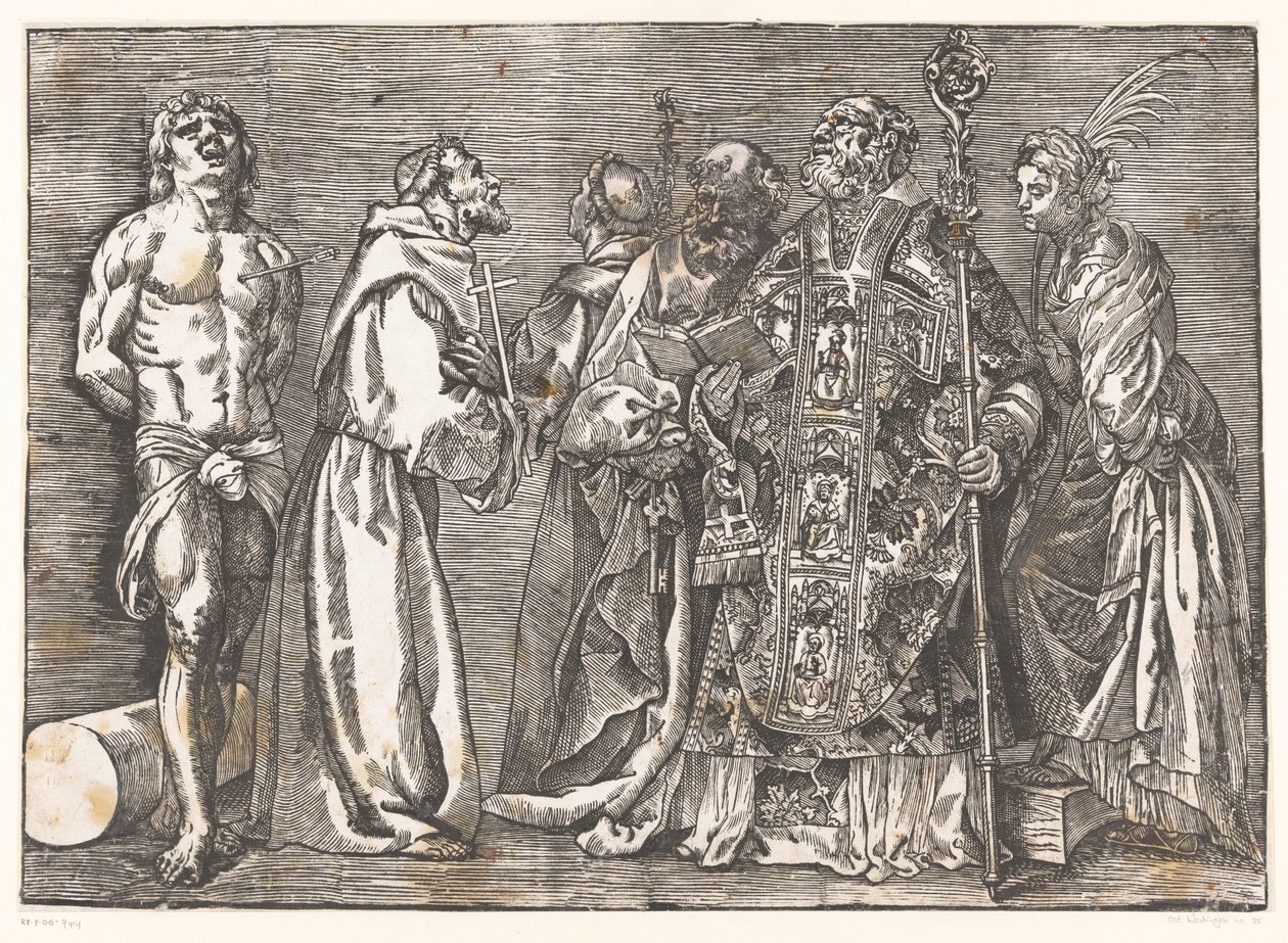 Zes staande heiligen door Titiaan