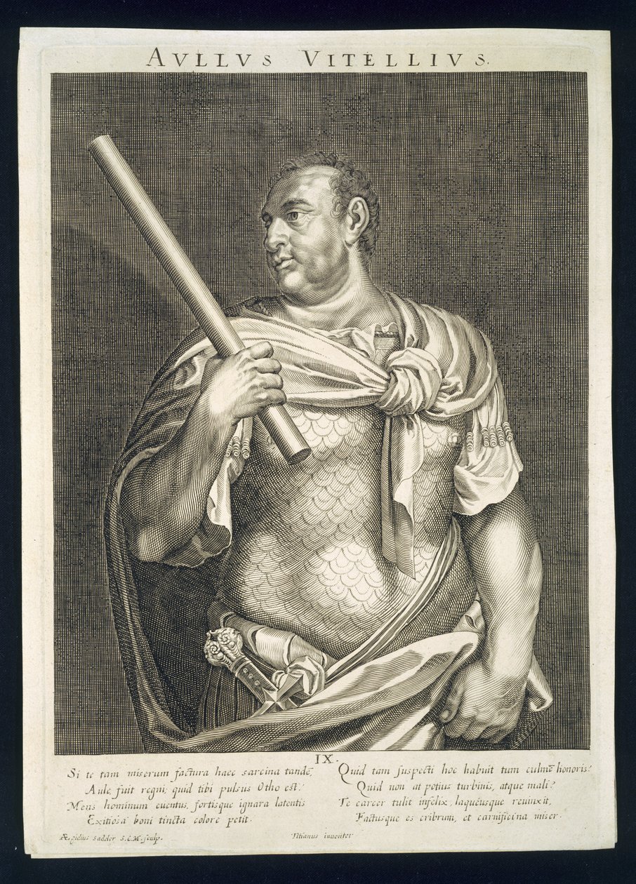 Aullus Vitellius keizer van Rome 68 AD gegraveerd door Aegidius Sadeler (1570-1629) door Tiziano Vecelli