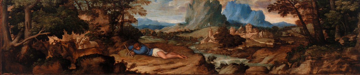 Slapende Herder door Titian (Tiziano Vecellio)
