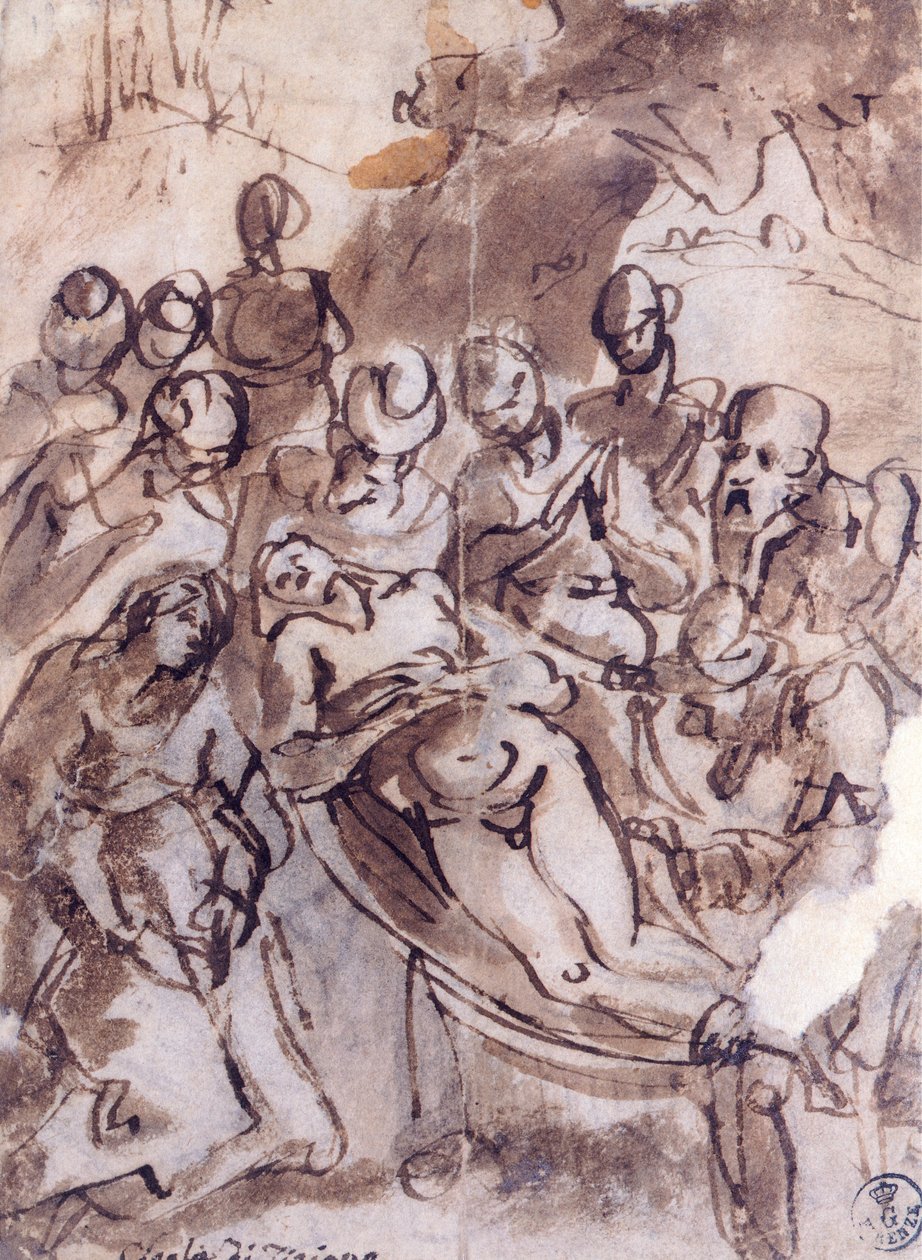Kruisafneming, tekening door Titian (c.1488 1576)