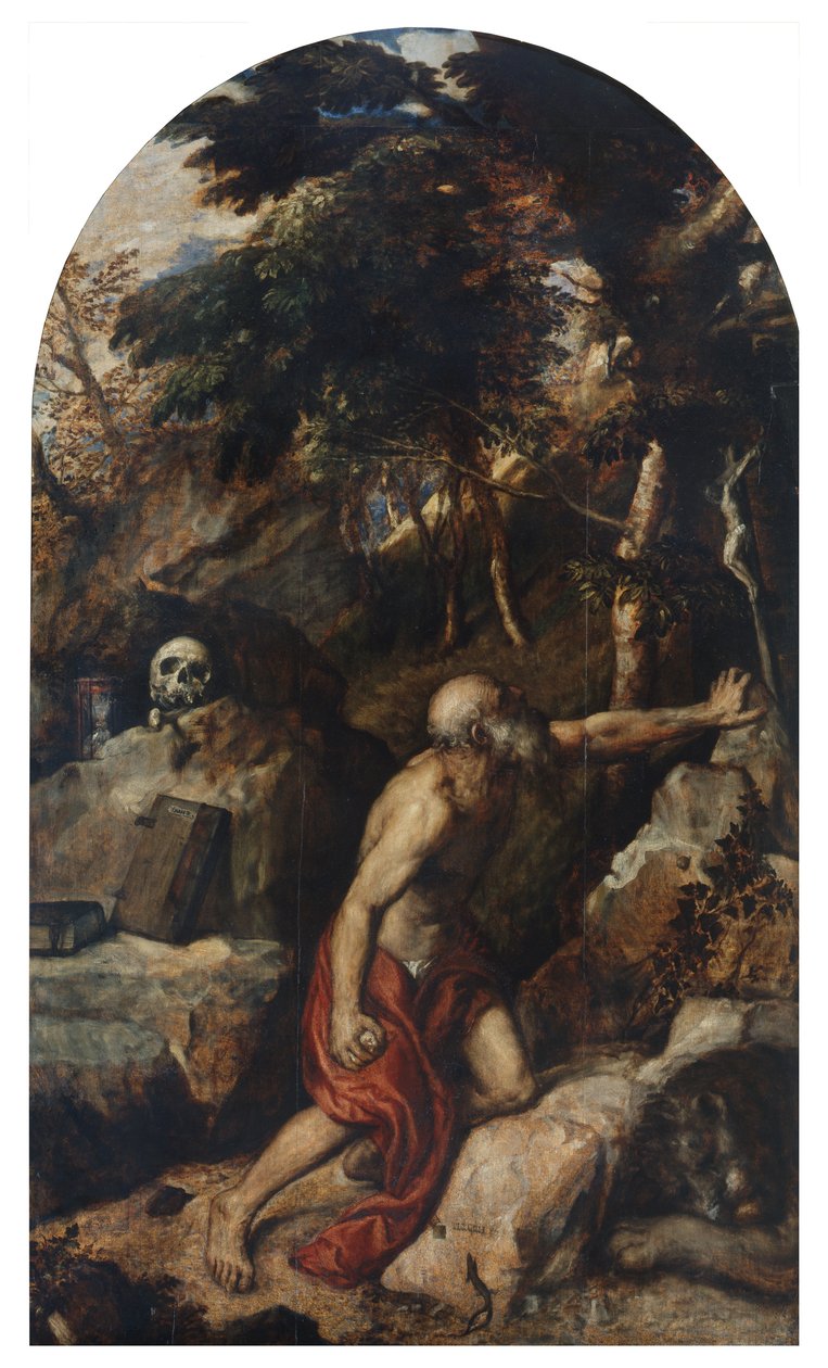 Boetvaardige Sint Hiëronymus door Tiziano Vecelli