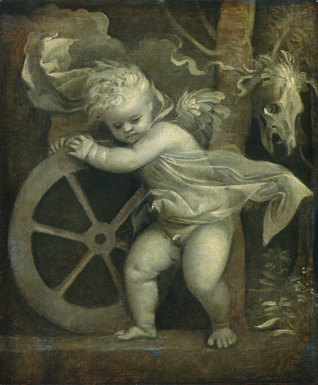 Cupido met het wiel van de tijd door Titian