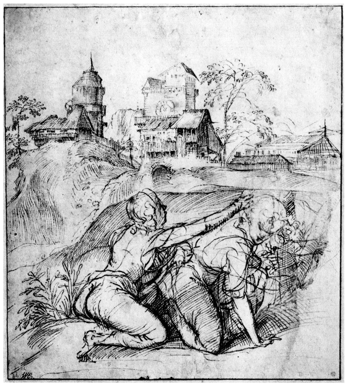 Landschap met twee jongeren, ca. 1510, 1937 door Tiziano Vecelli