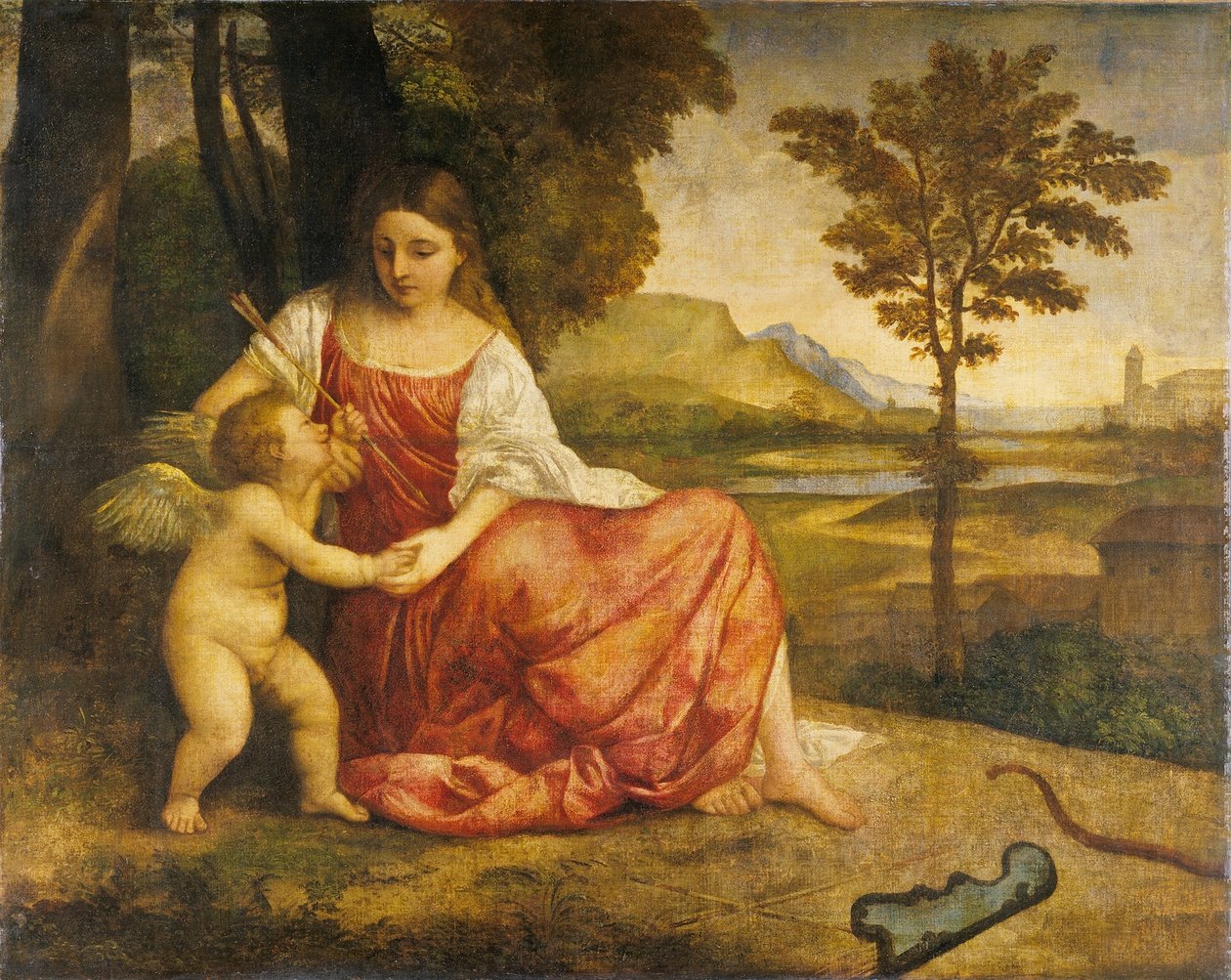 Venus en Cupido door Titian