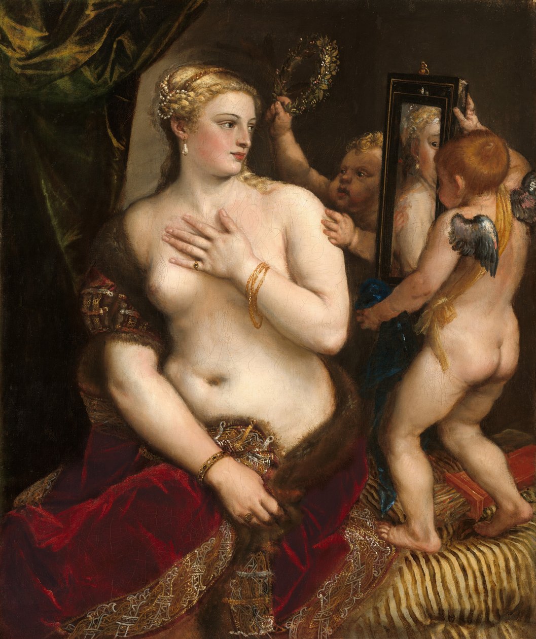 Venus met een spiegel door Titian