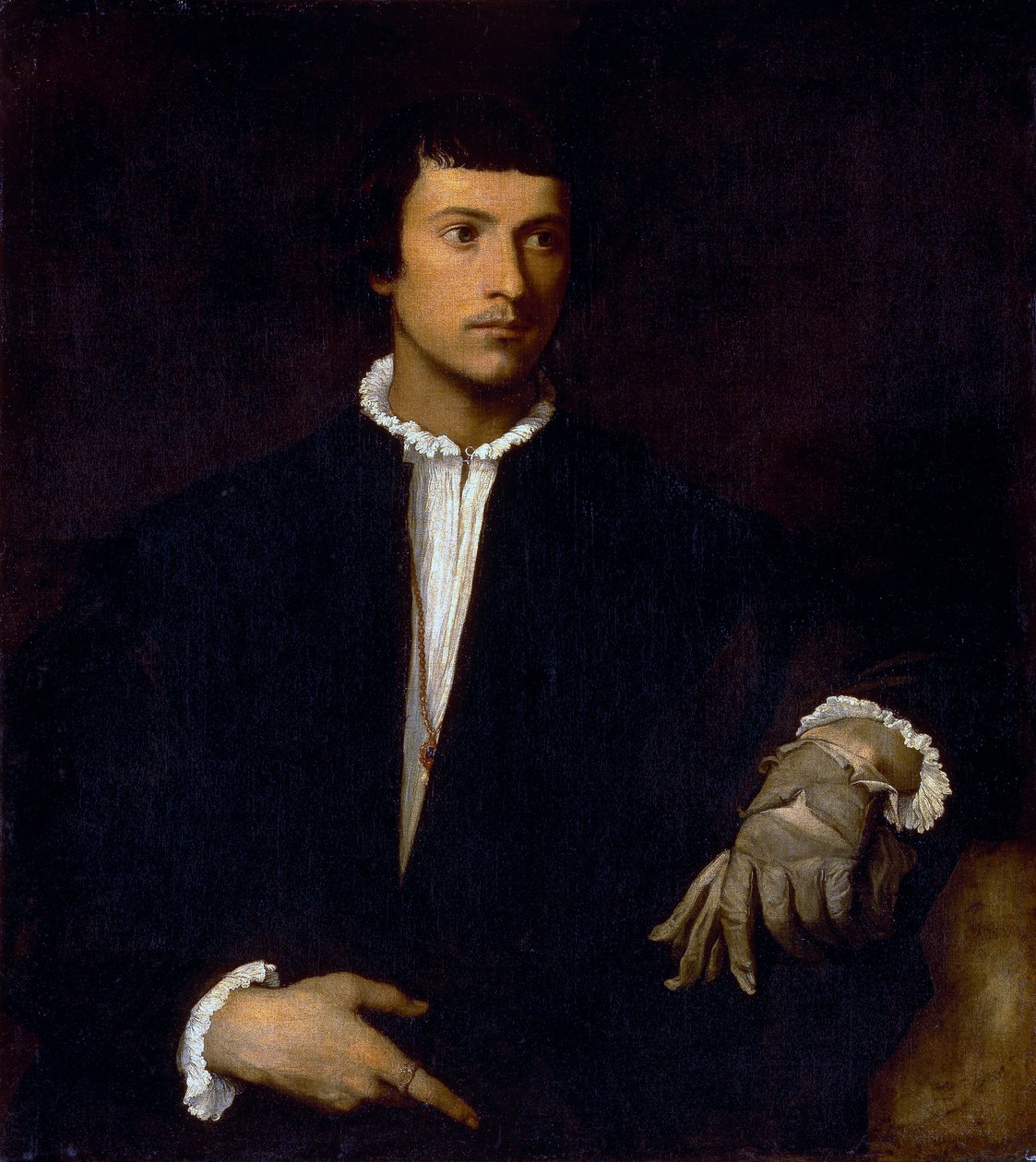 Man met een Handschoen door Tiziano Vecelli