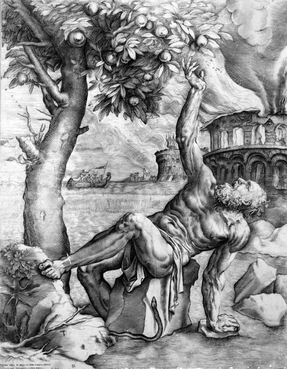 Tantalus, gegraveerd door Giulio Sanuto, c.1550s door Tiziano Vecelli
