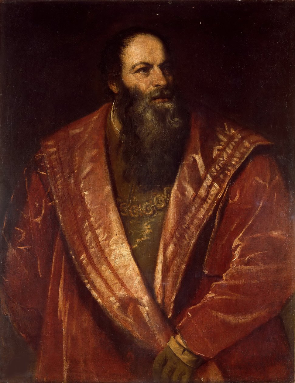 Portret van Pietro Aretino, 1545 door Tiziano Vecelli