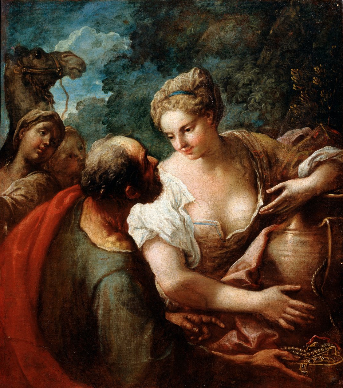 Rebekka bij de bron, 16e eeuw door Tiziano Vecelli