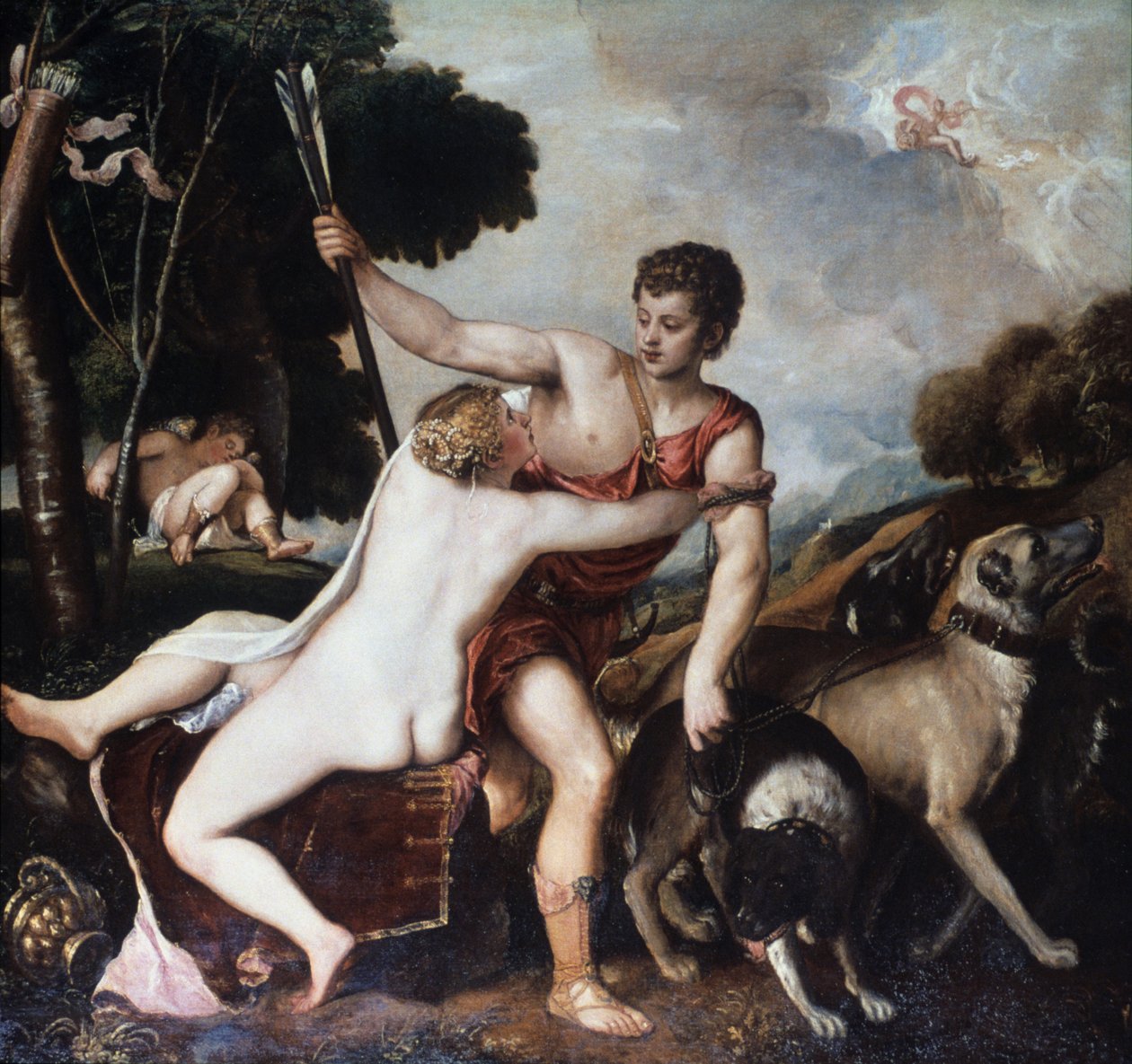 Venus en Adonis, 1553 door Tiziano Vecelli