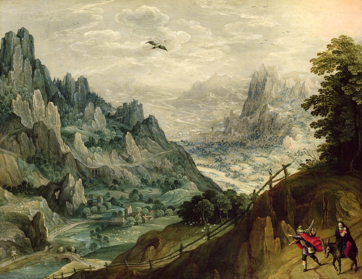 De vlucht naar Egypte, c.1598-1623 door Tobias Verhaecht
