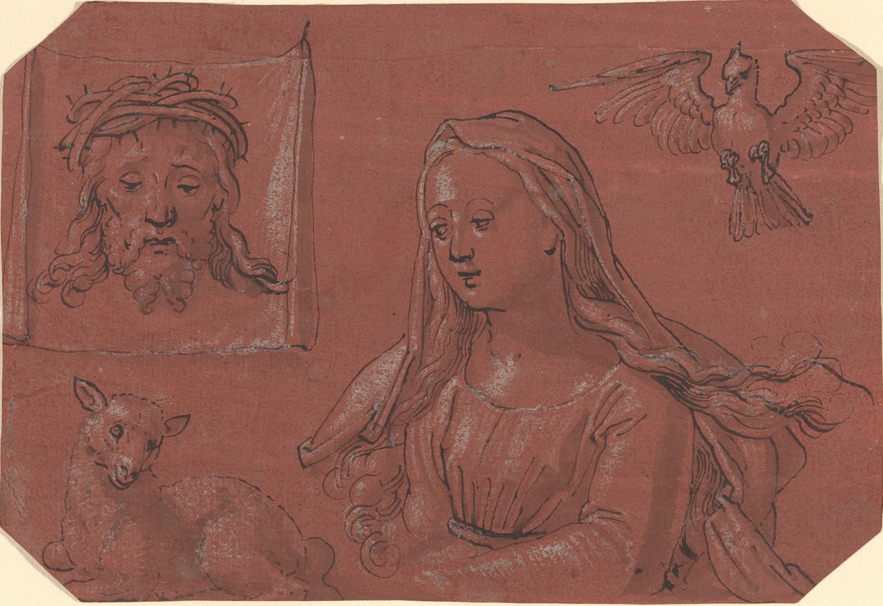 Studies van Sudarium en Sint Agnes door Tobias Stimmer