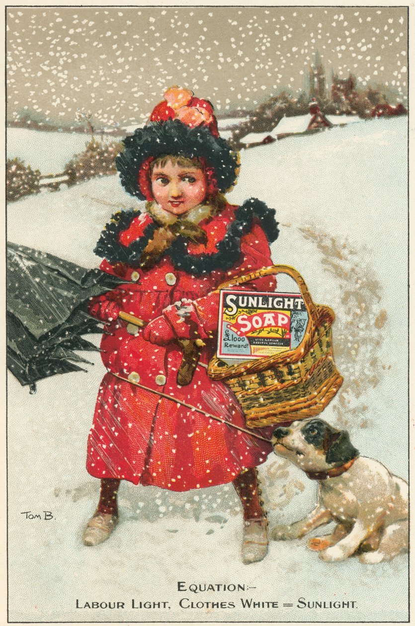 Reclamekaart voor Sunlight Soap, ca. 1900 door Tom Browne