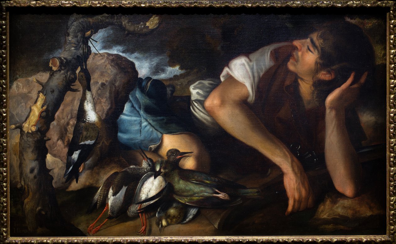 Slapende jager in een landschap door Tomas Yepes