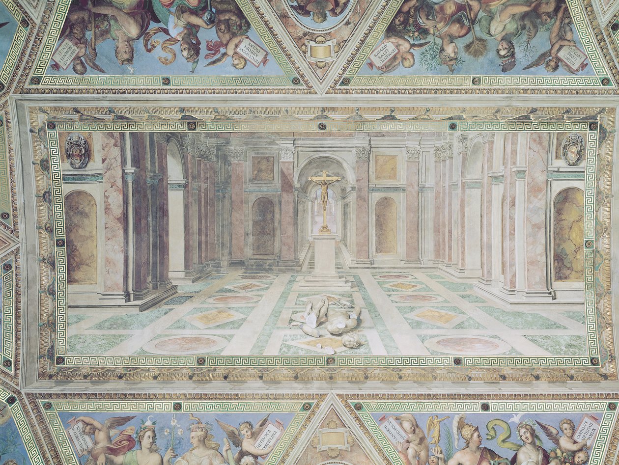 Triomf van het christendom, uit de Raphael Rooms door Tommaso Laureti