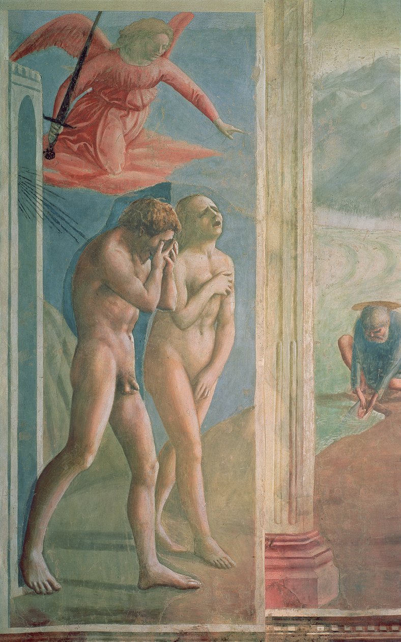 Adam en Eva verbannen uit het Paradijs, ca. 1427 (post restauratie) door Tommaso Masaccio