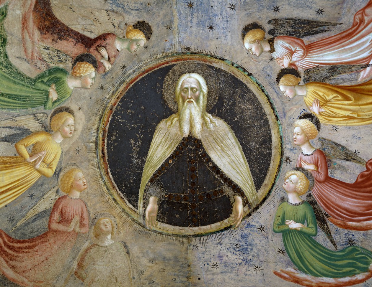 Eeuwige vader omringd door engelen door Tommaso Masolino da Panicale