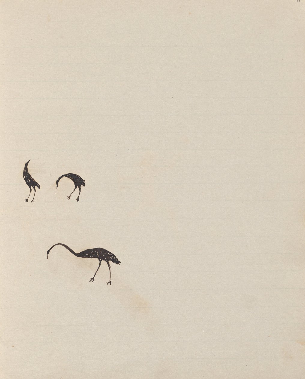 Kwatkwat-mensen - Vogels (schetsboek van activiteiten van Aboriginals en blanken) door Tommy McRae