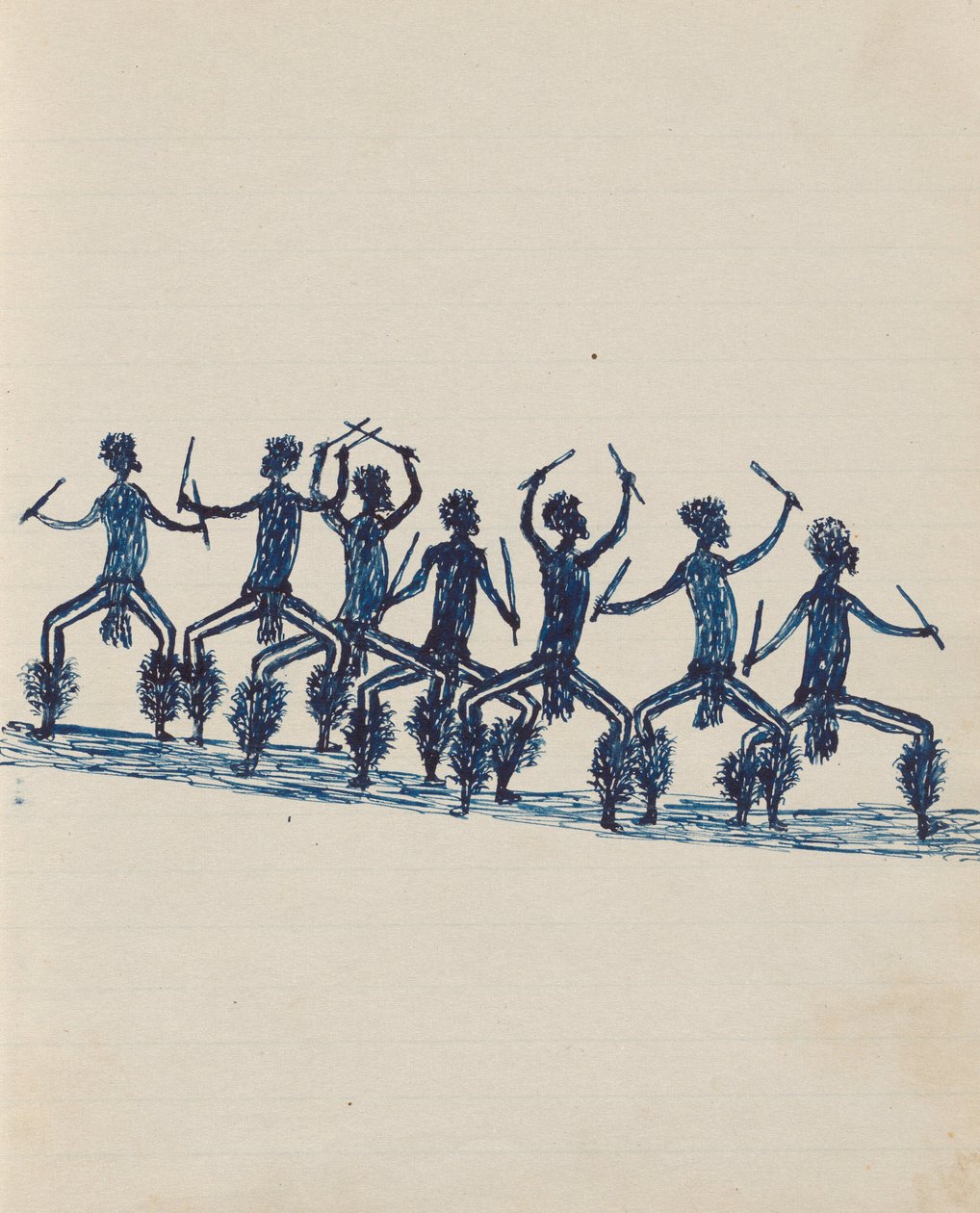 Kwatkwat-mensen - Corroboree (schetsboek van activiteiten van Aboriginals en blanken) door Tommy McRae