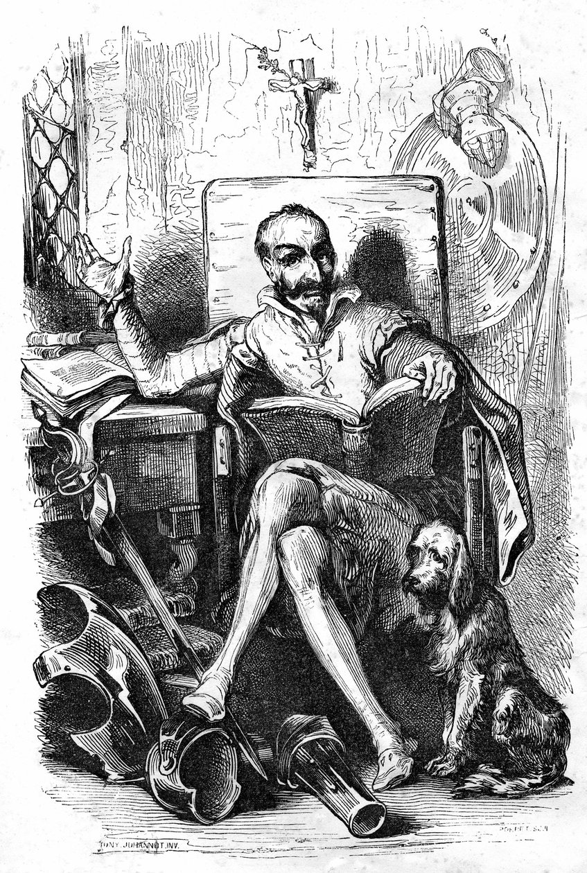 Cervantes als Don Quichot door Tony Johannot