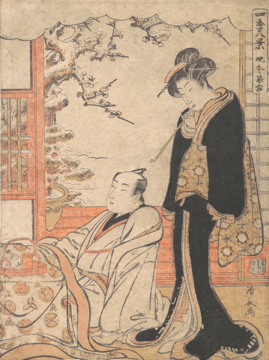 Avondsneeuw in Banto, ca. 1779 door Torii Kiyonaga