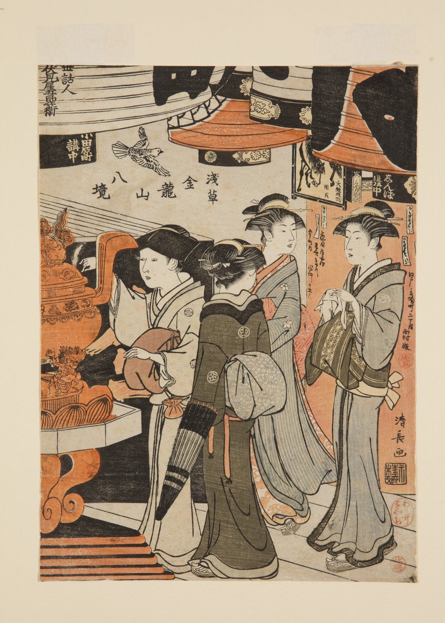 In de Sensō-ji tempel door Torii Kiyonaga