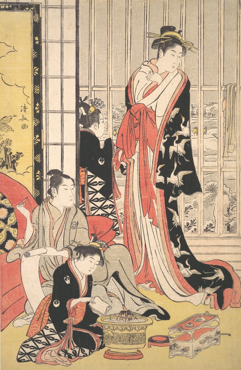 Interieur Scène, ca. 1788 door Torii Kiyonaga