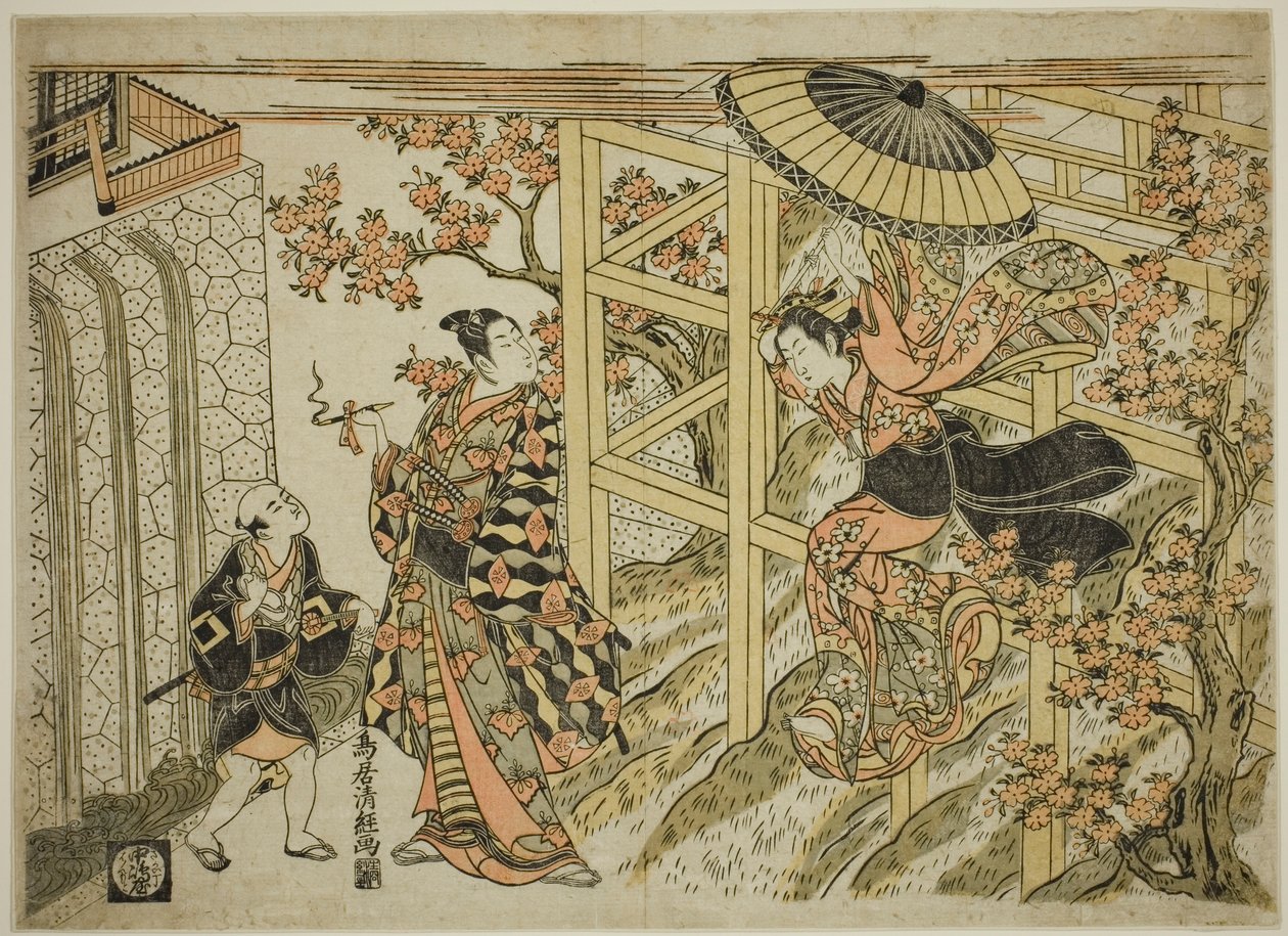 Meisje Springt van Kiyomizu Tempel door Torii Kiyotsune