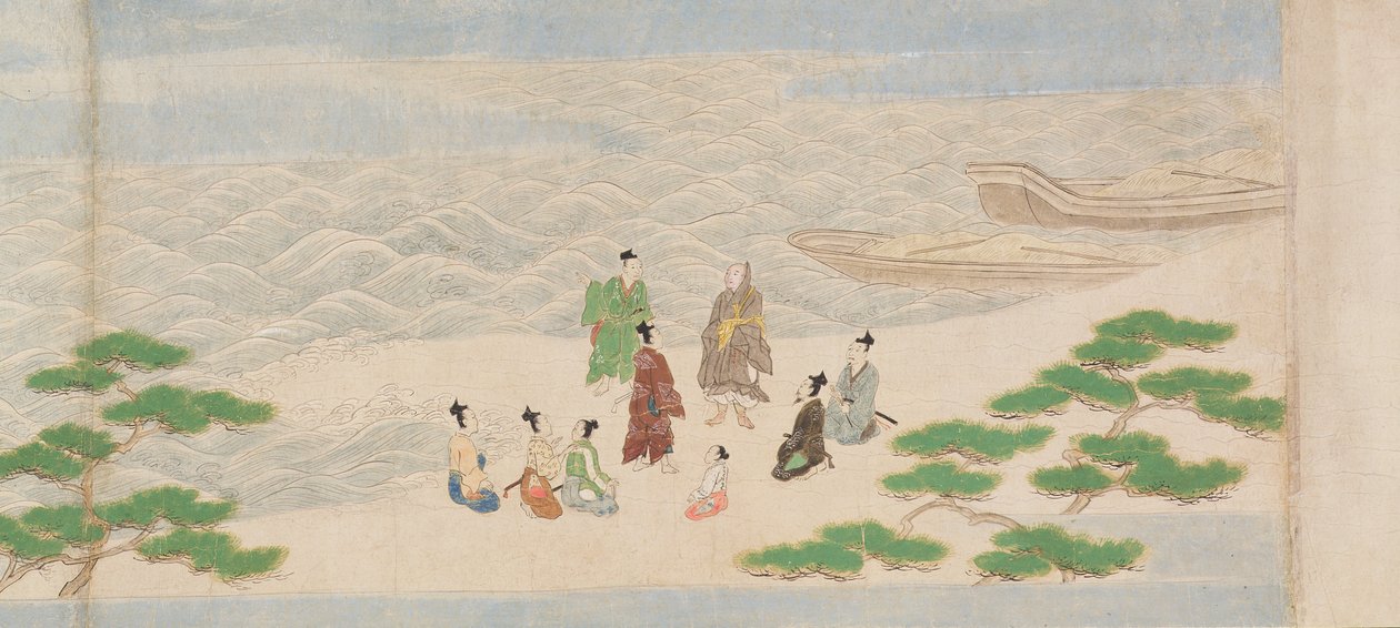 Illustratie van de Oprichting van de Boeddhistische Tempel, Tsukiminedera, Muromachi Periode, 1495 (inkt, kleur en goud op papier) door Mitsuyoshi Tosa