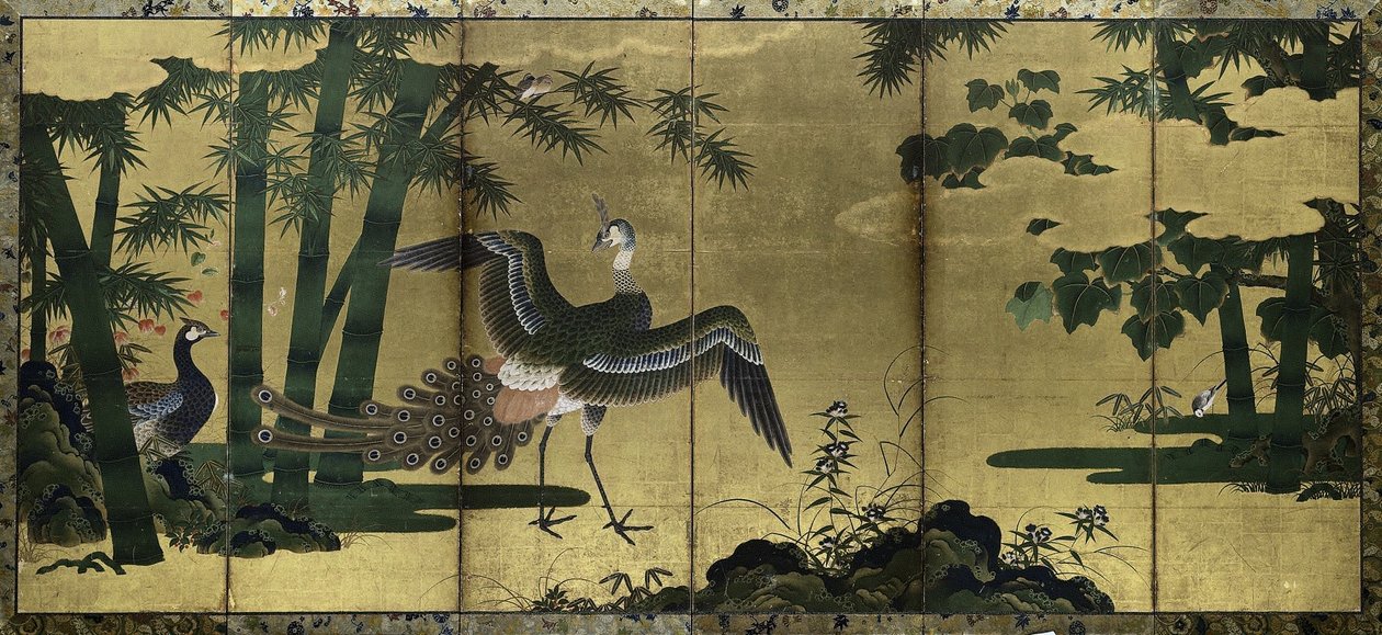 Pauwen en bamboe door Tosa Mitsuyoshi