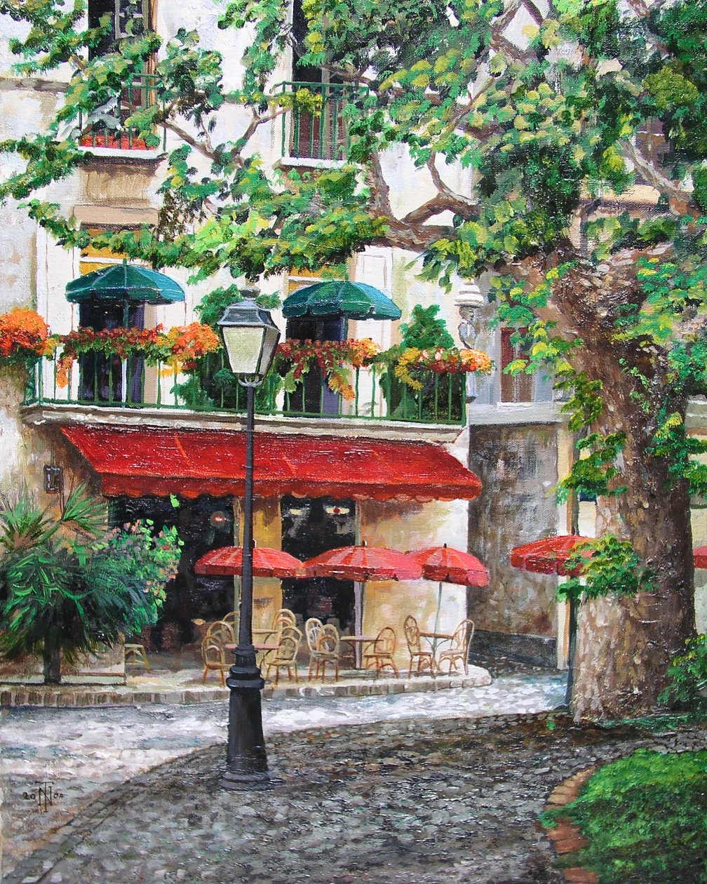 Café Beauclaire, Provence door Trevor Neal