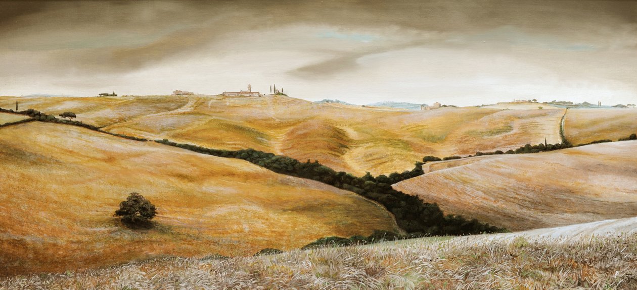 Boerderij op heuvel, Toscane, 2001 door Trevor Neal