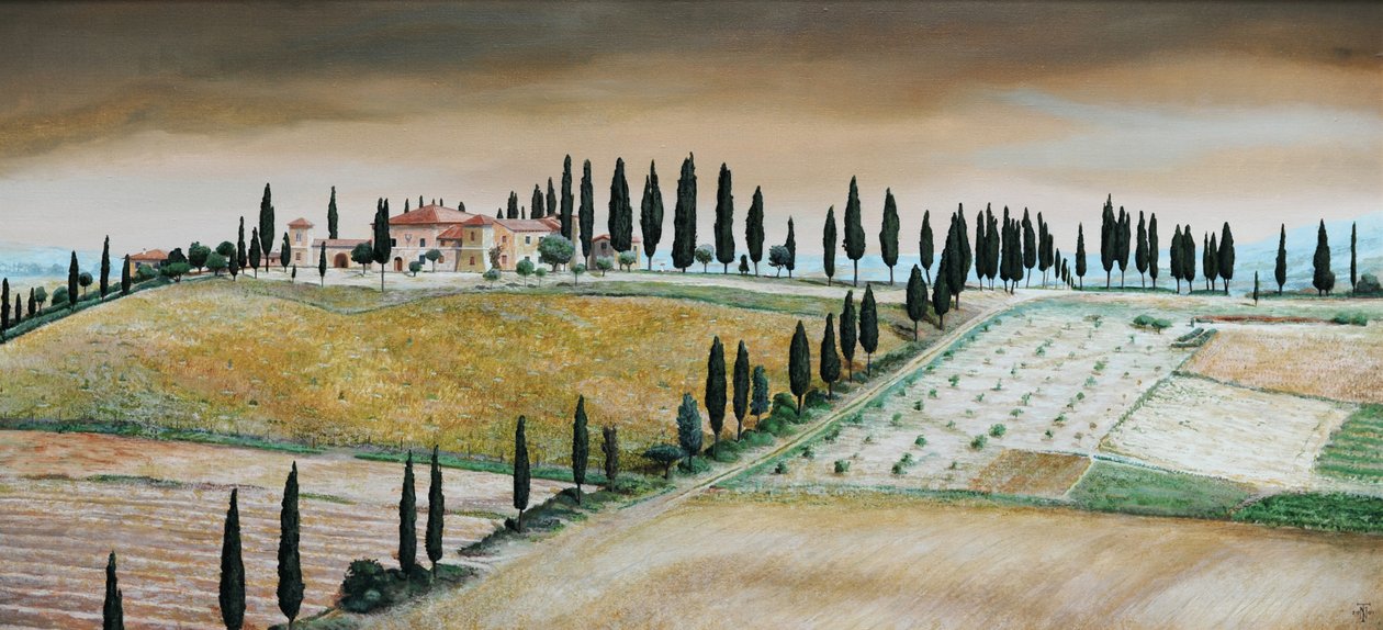 Villa op heuvel, Toscane, 2001 door Trevor Neal