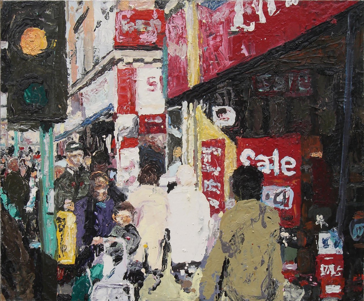 Verkoop, 2003 (olieverf op board) door Trevor Burgess