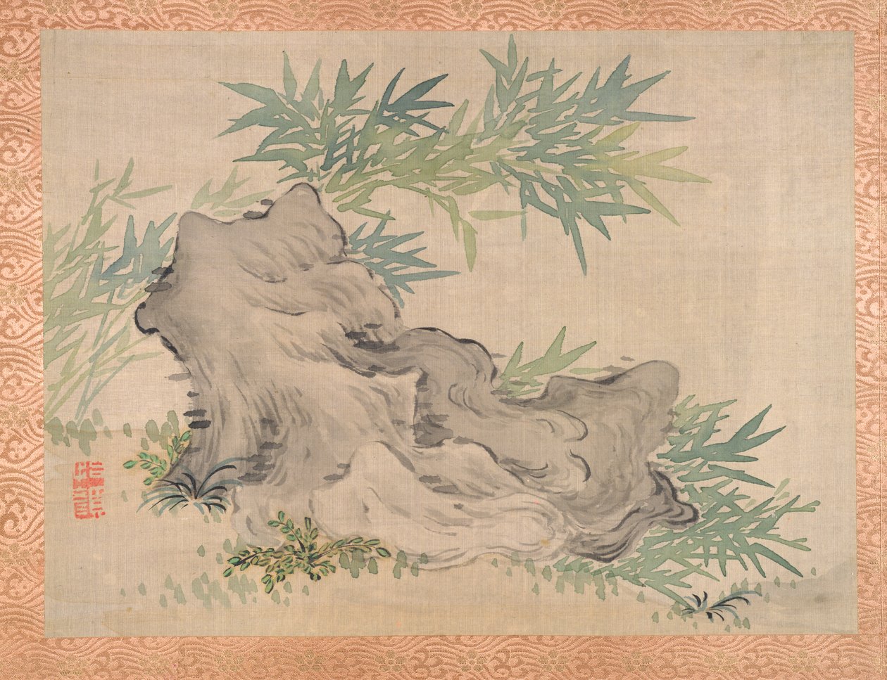 Bamboe en rotsen, 1851 door Tsubaki Chinzan