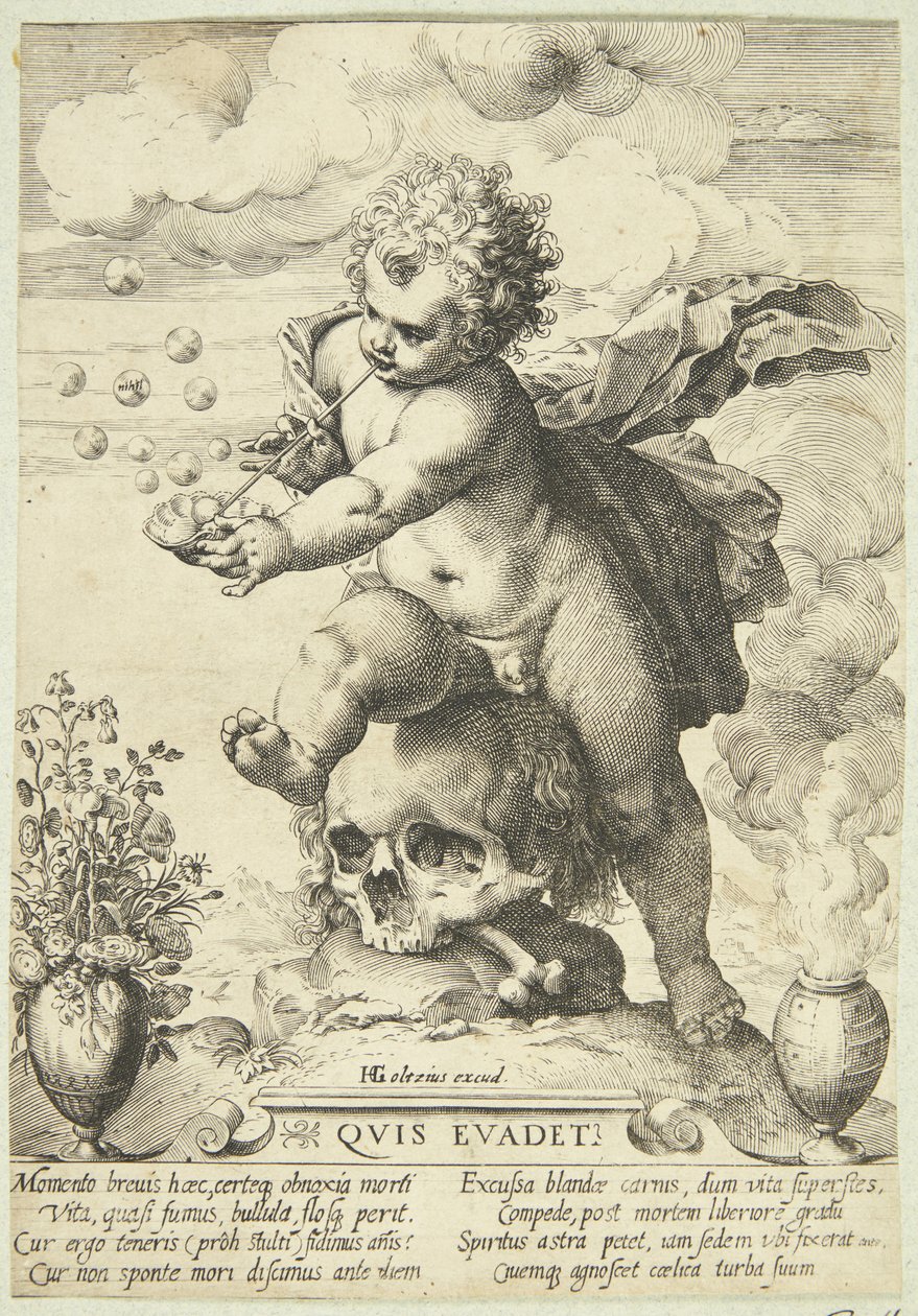 Allegorie over de vergankelijkheid van het leven ("Quis Evadet?") door Ubekendt