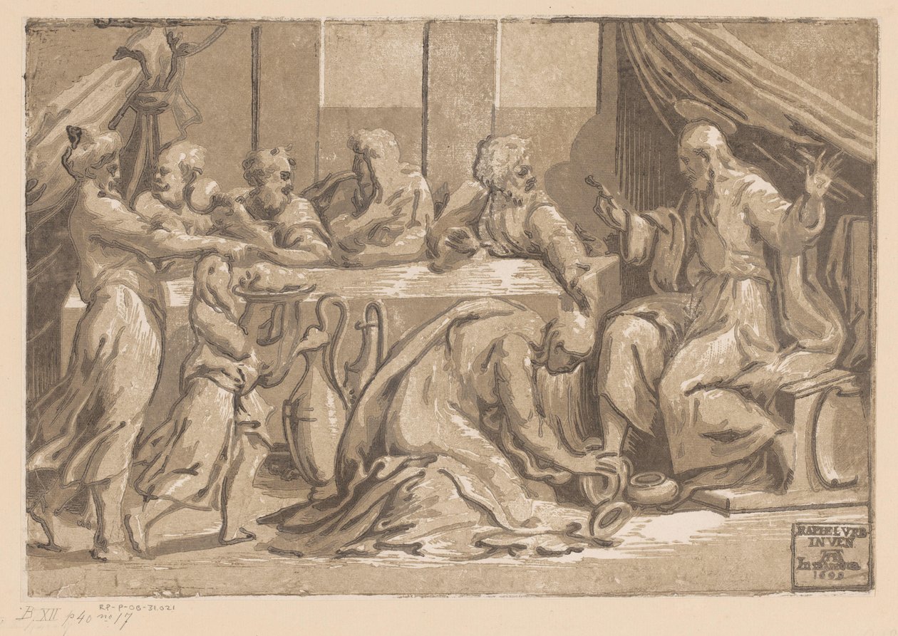Christus gezalfd door Maria Magdalena door Ugo da Carpi