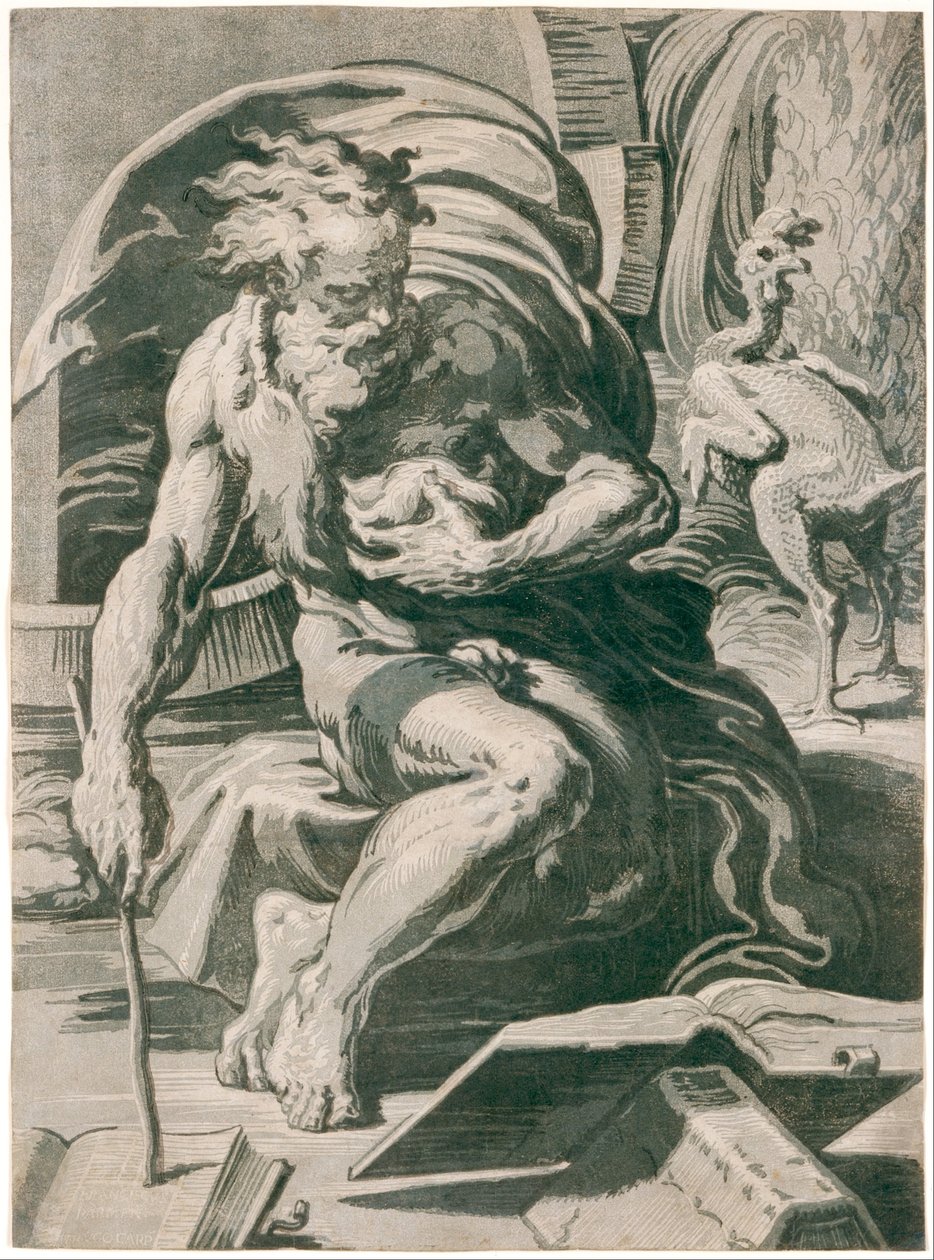 Diogenes, naar Parmigianino door Ugo da Carpi