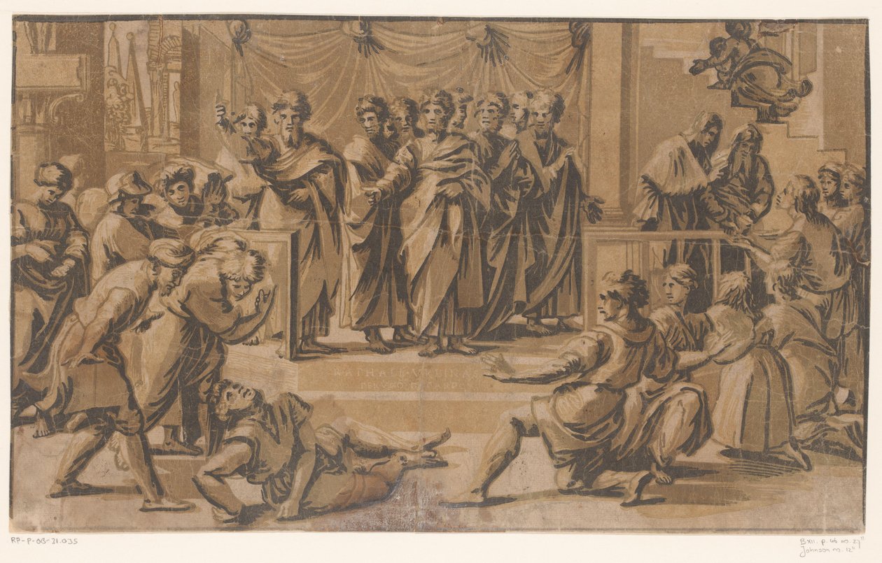 Dood van Ananias door Ugo da Carpi