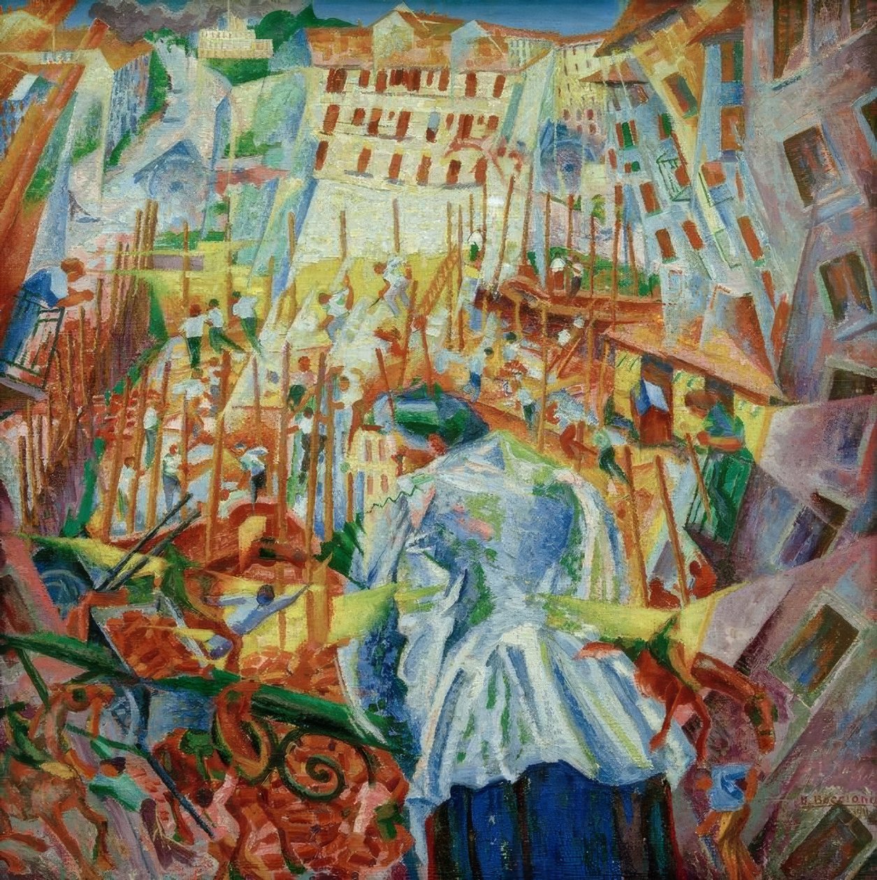 De straat komt het huis binnen door Umberto Boccioni