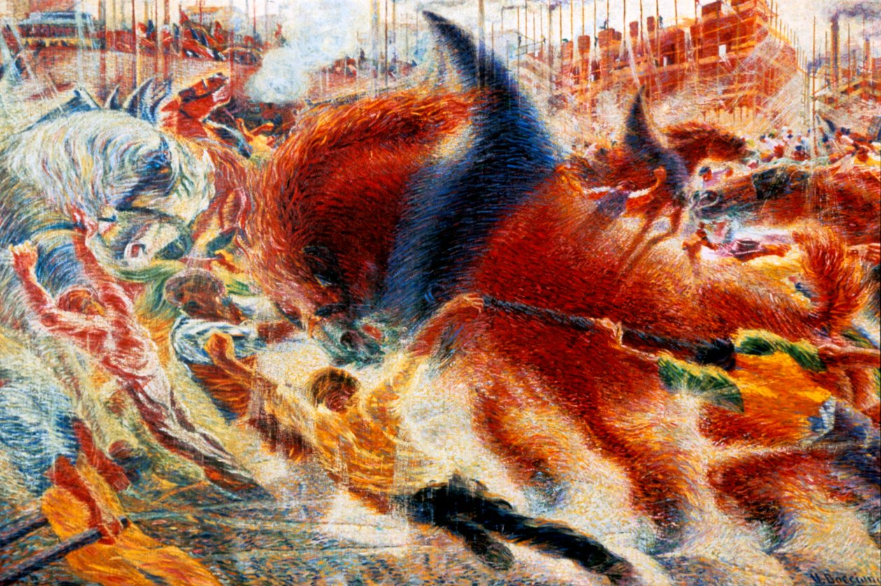 De stad verrijst, 1911 door Umberto Boccioni