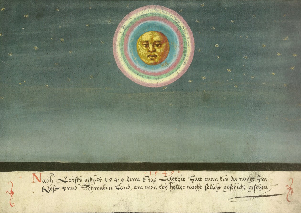 Augsburger Wunderzeichenbuch — Folio 163- Maanshalo boven Schwaben door Unbekannt Unbekannt