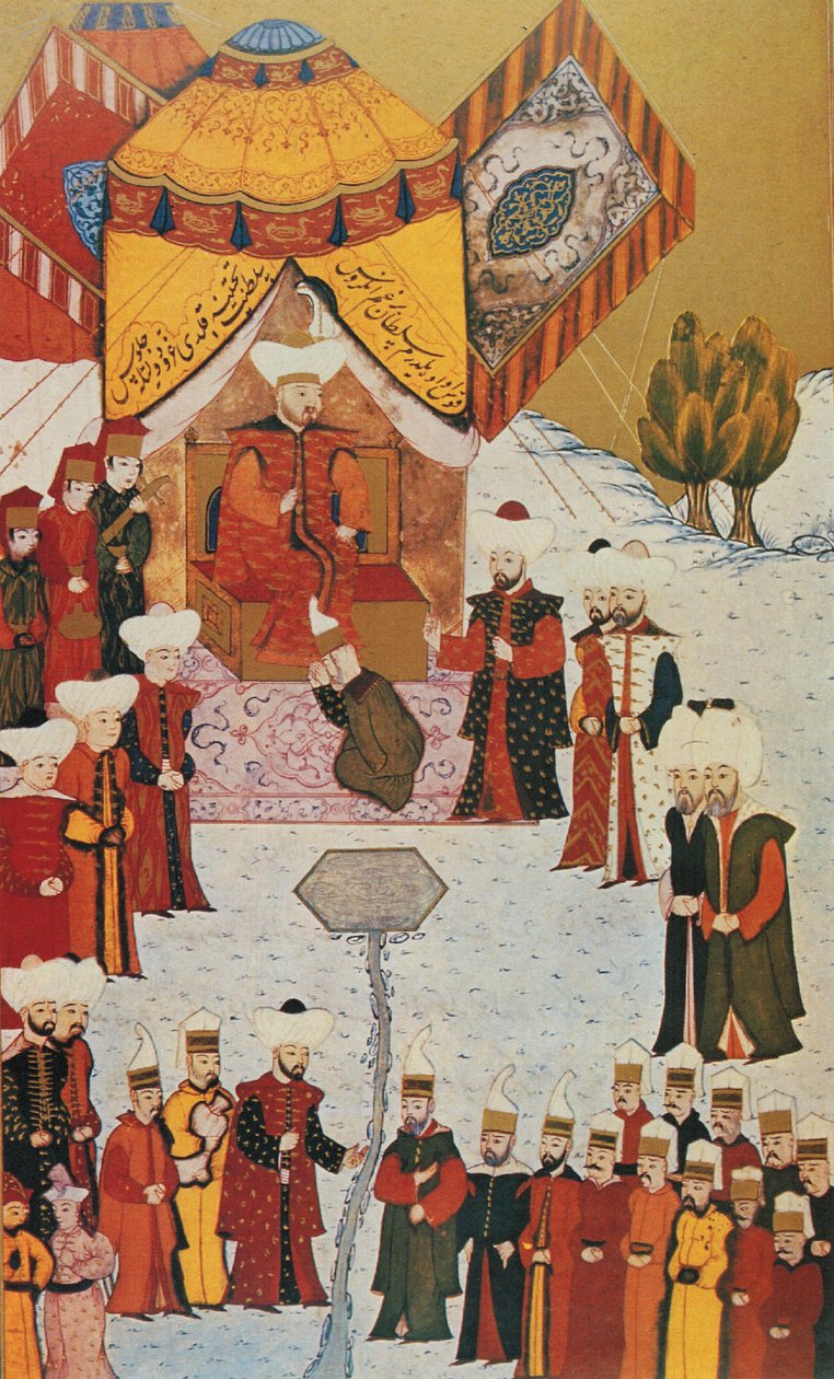 Bayezit uitgeroepen tot sultan - miniatuur uit de 15e eeuw door Unbekannt Unbekannt