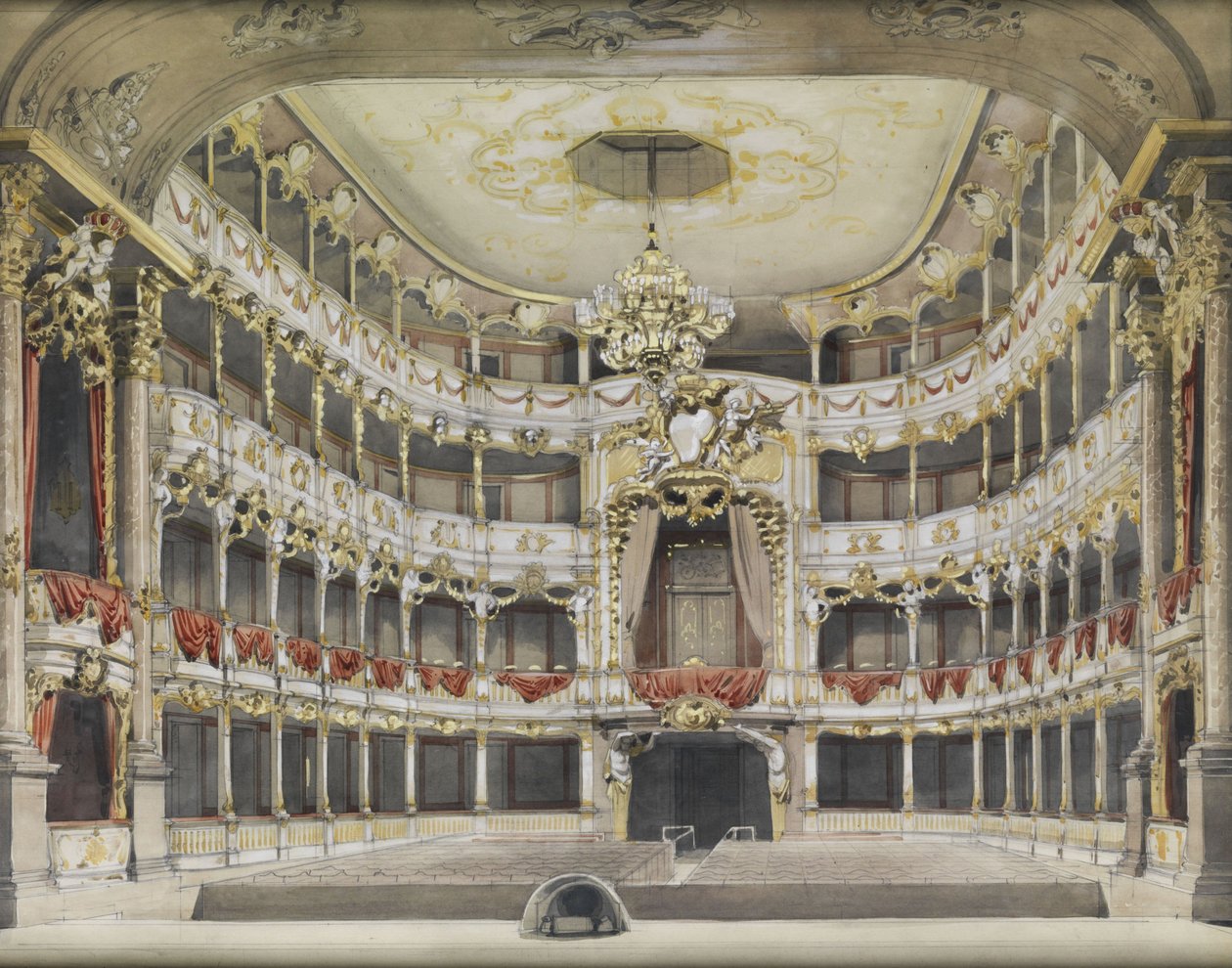 Interieur van het Residenztheater in München (Cuvilliés-Theater) door Unbekannt Unbekannt