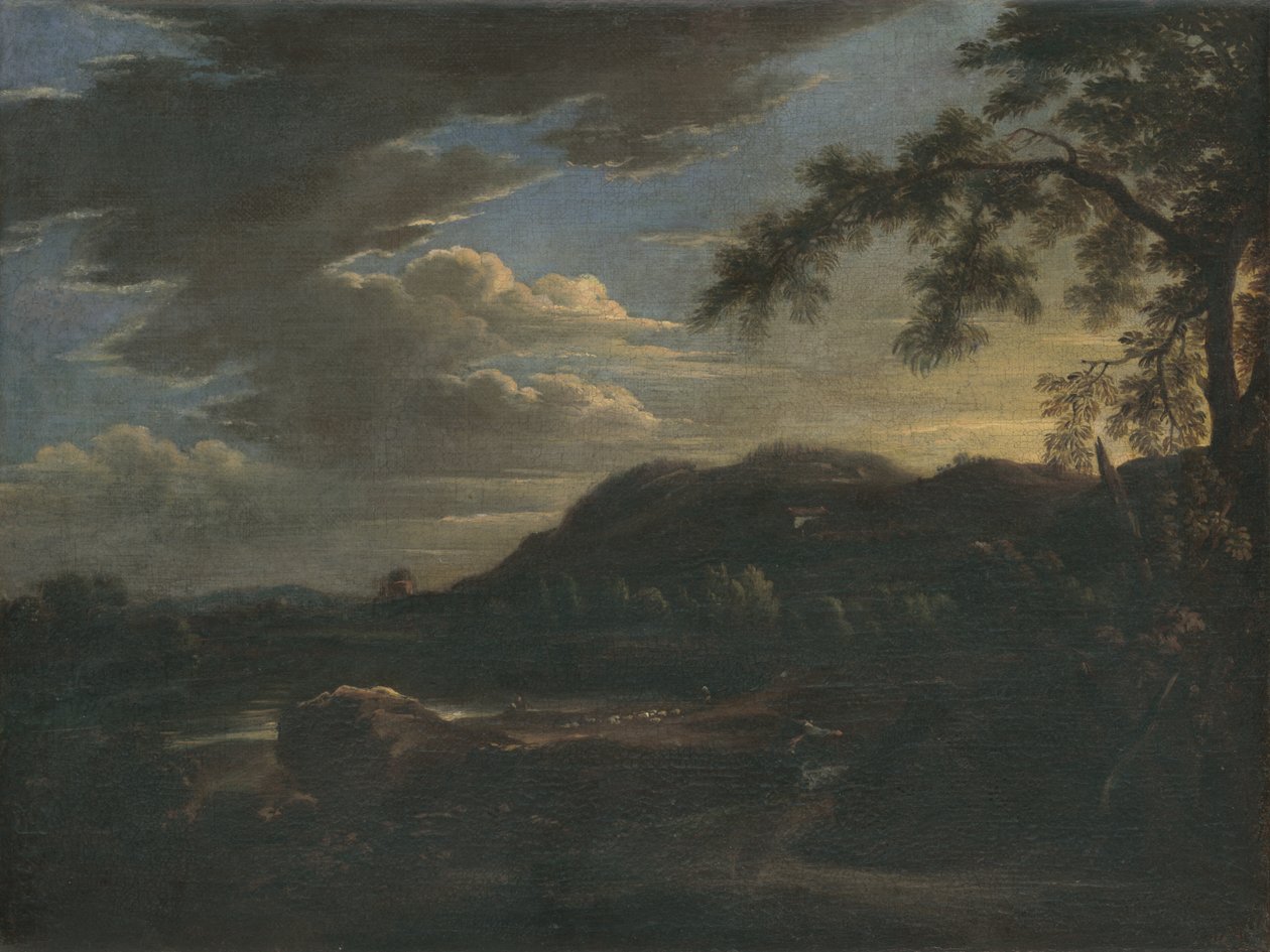 Landschap door Unbekannt Unbekannt